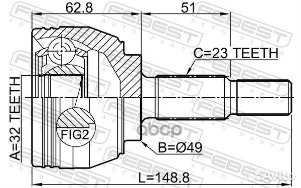 Шрус наружный 32X49X23 подходит для renault MEG