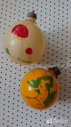 Шар грибы толстое стекло елочные игрушки СССР