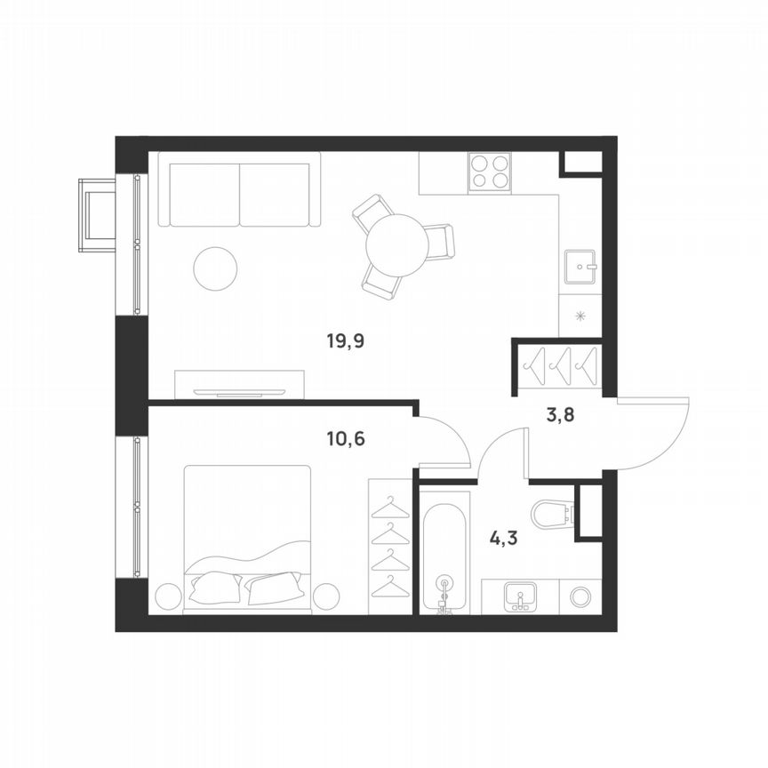1-к. квартира, 38,6 м², 13/17 эт.