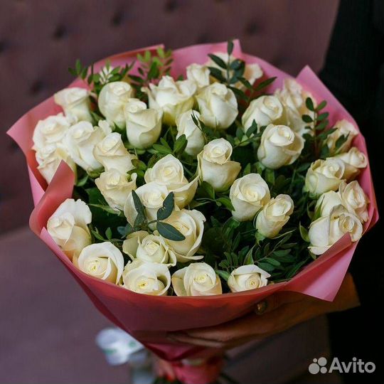 Букет 35 белых роз Цветы Иркутск
