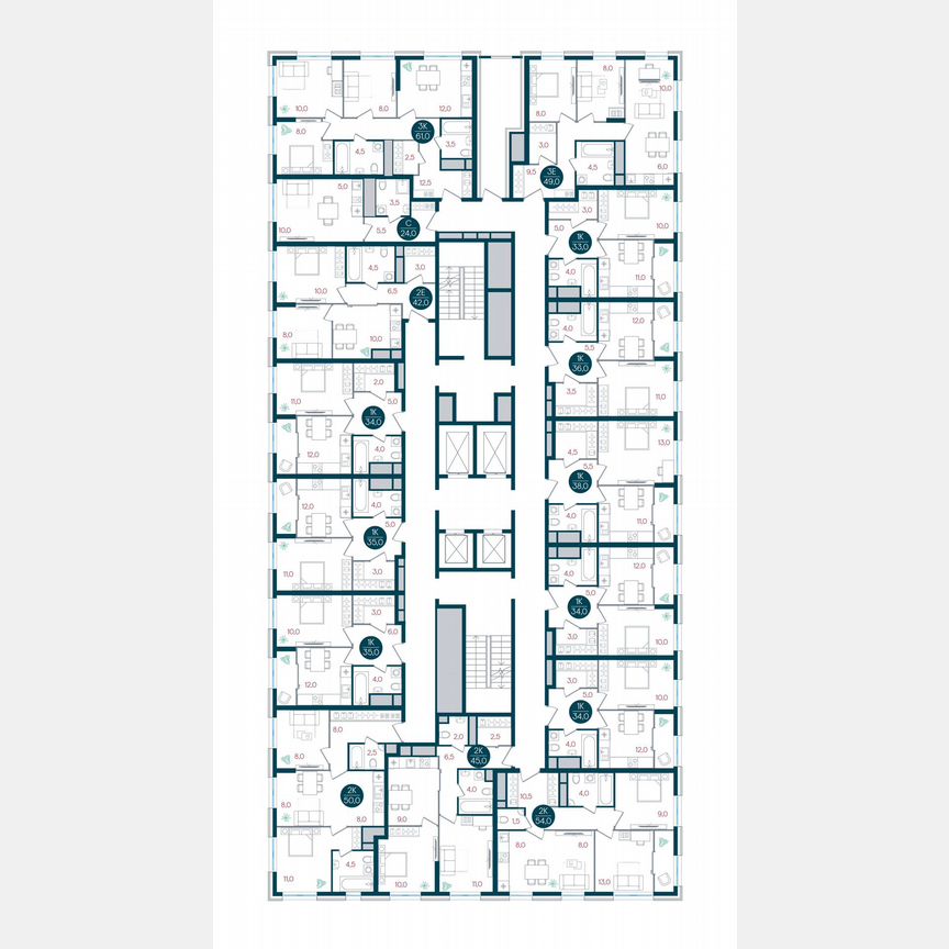 1-к. квартира, 35 м², 20/32 эт.