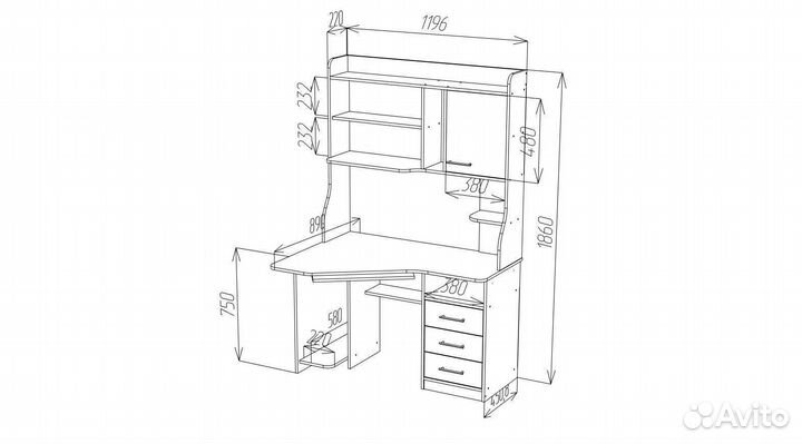 Стол компьютерный ск-25-1