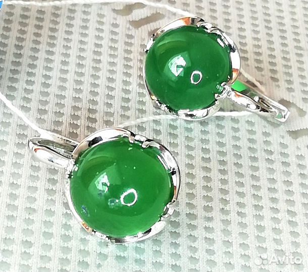 Серьги хризопраз, коралл серебро С153