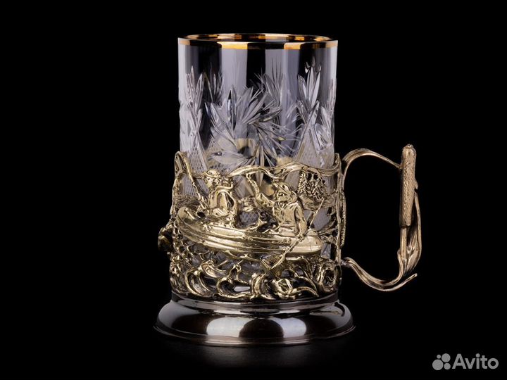 Подстаканник Рыбалка подарочный с ложкой