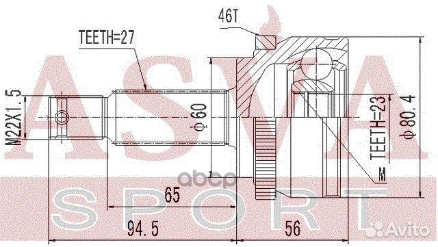 ШРУС hyundai/KIA C EED 1,6/2,0 4AT kacd2A46 asva