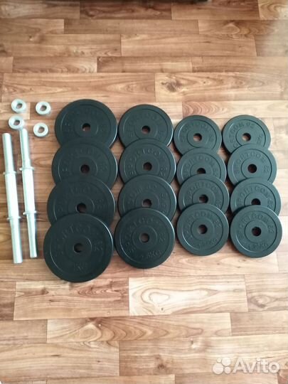 Гантели 40 кг Sportcom обрезиненные разборные