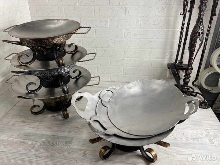 Садж из нержавейки вырезные ручки