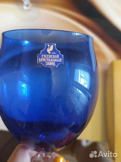 Фужеры новые 6 шт. цветной хрусталь гхз
