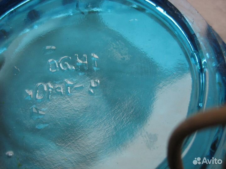 Фруктовница ваза СССР бирюзовое стекло