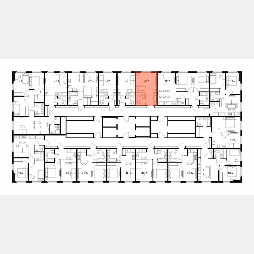 Квартира-студия, 23,6 м², 11/25 эт.