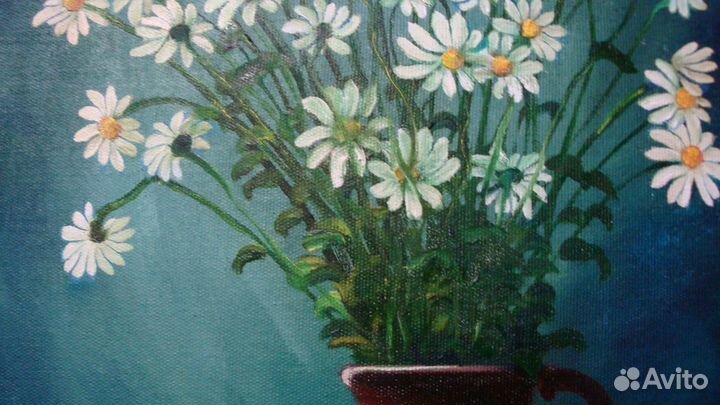 Картина с цветами Белые ромашки Натюрморт