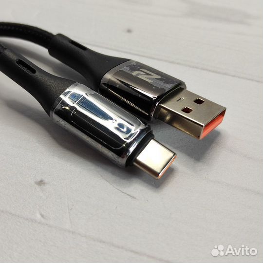 Кабель USB type-c 1м 66W с дисплеем, нейлон