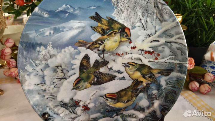 Тарелка Корольки Птицы Зимой Урсула Бэнд