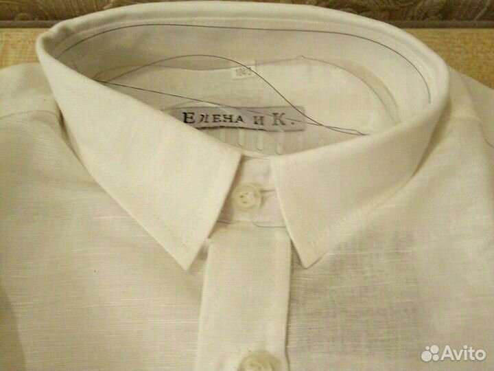 Рубашка льняная белая рост 98-104