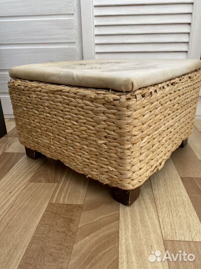 Плетеная корзина пуфик