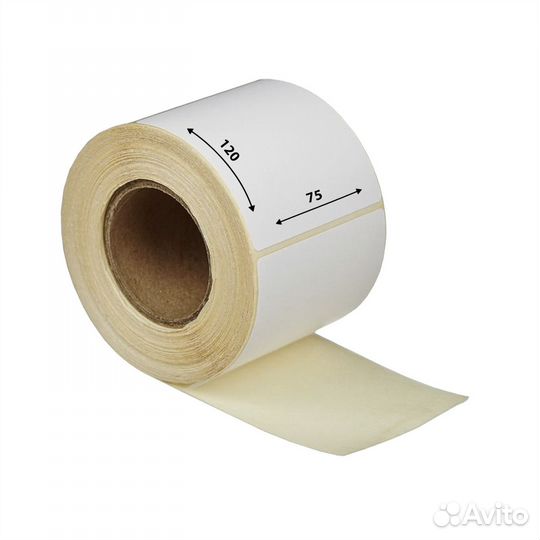 Термоэтикетка 75х120 мм,диаметр втулки 40мм,250шт