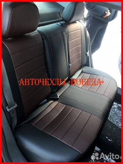 Чехлы Opel Astra H из экокожи чёрно-шоколадные