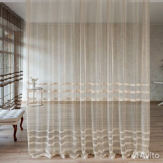 Крупная сетка тюль Фрида Крем
