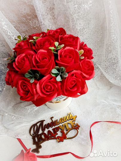 Мыльные розы в корзинке подарок маме