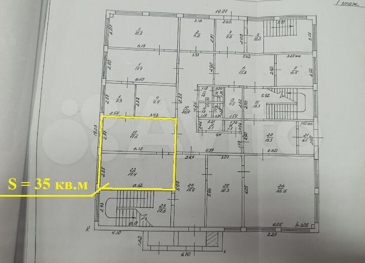 Помещения свободного назначения, 35 м²
