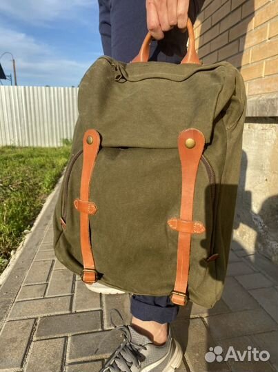 Рюкзак новый холщовый с кожей