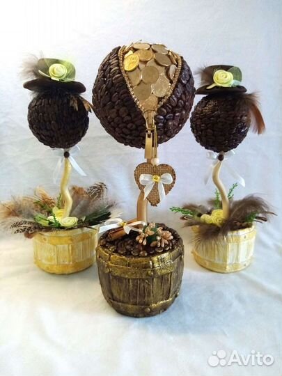 Кофейное дерево. Топиарий из зёрен кофе