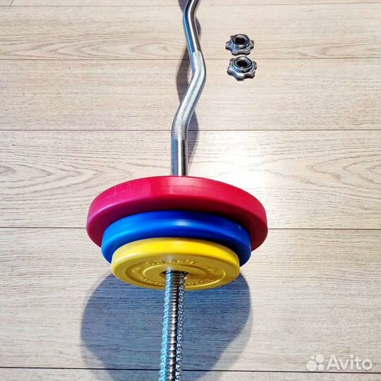 Штанга W образная 22.5 кг Диски обрезиненные