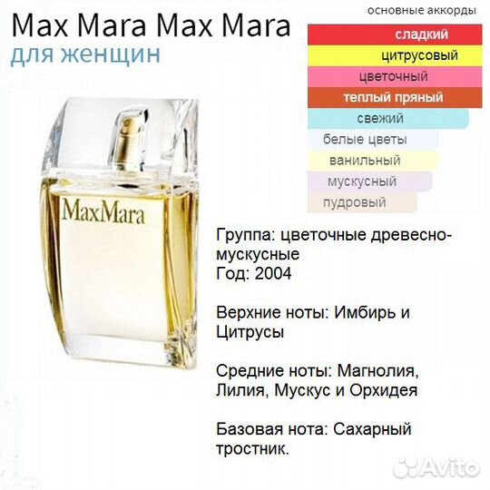 MAX mara Max Mara, духи высокой концентрации