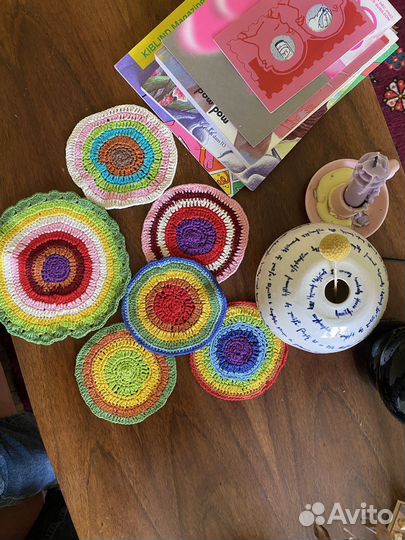 Вязаные подставки салфетки под кружки чашки бокалы