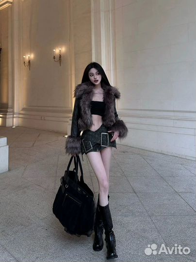 Куртка кожаная y2k Faur Fax