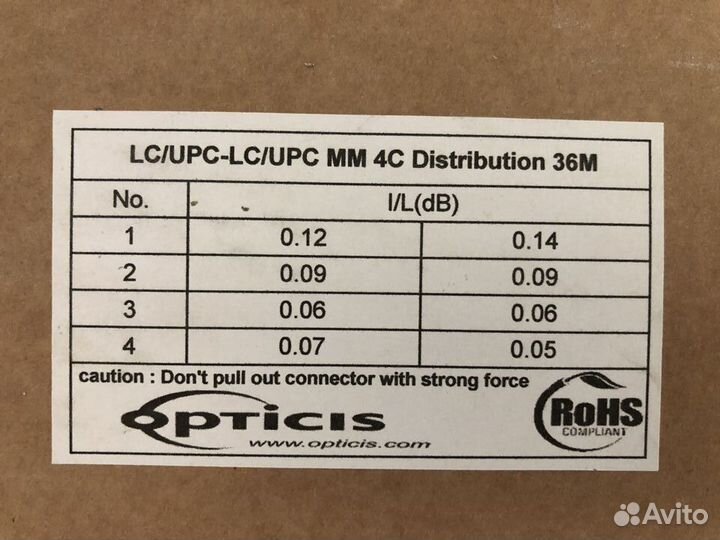 LC/UPC-LC/UPC MM 4C Distribubution 36M opticis