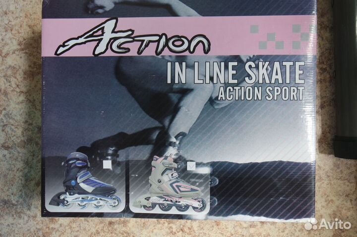 Роликовые коньки Action размер 38-39 с защитой