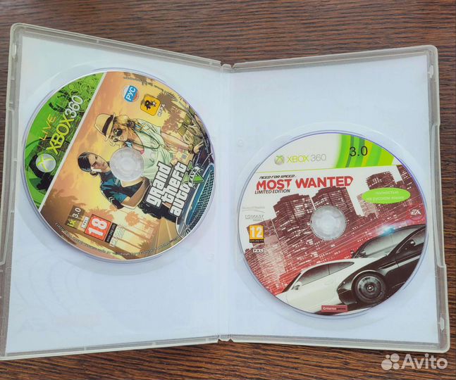 Диски для xbox 360 NFS most wanted и GTA5