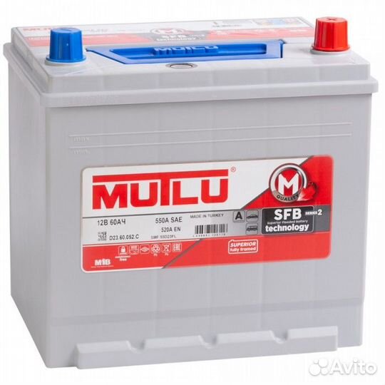 Аккумулятор Mutlu Mega Calcium 60R (55D23L) обр. п