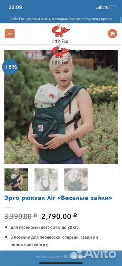 Эргорюкзак little fox