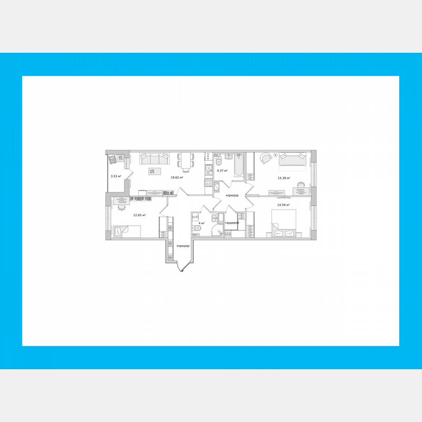 3-к. квартира, 86,9 м², 14/14 эт.
