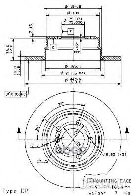 Диск тормозной BMW X5(E53) 00- 3.0-4.4/3.0 dies