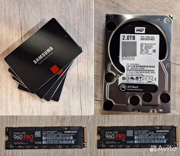 Жесткий диск WD Black, Samsung SSD, M.2