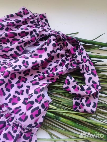 Платье для девочки 122 леопард розово-сиреневое