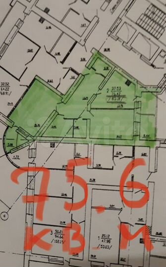 2-к. квартира, 75,6 м², 8/14 эт.