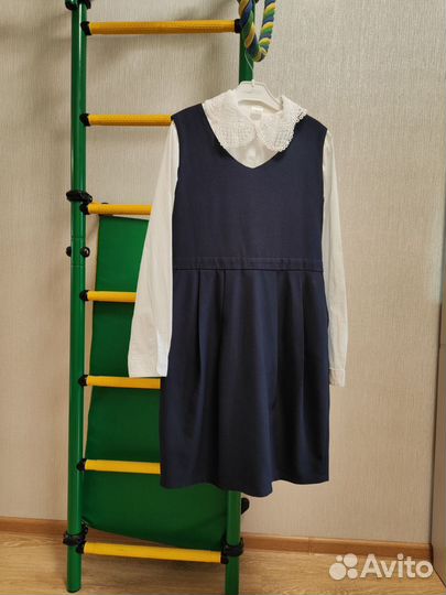 Продам школьный сарафан, синий цвет, качество х/б