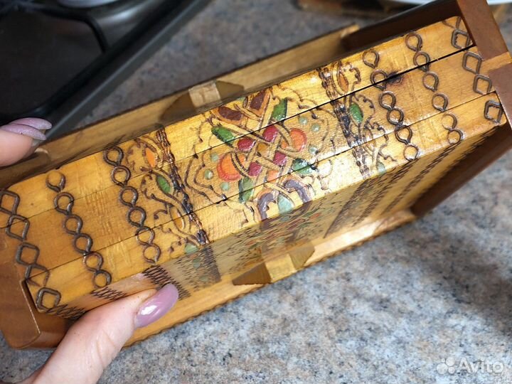 Сигаретница винтажная деревянная Болгария 70 г