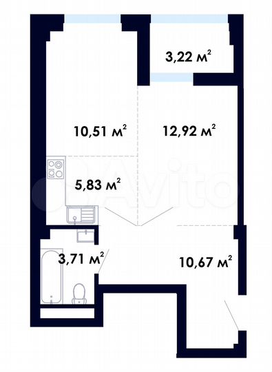 2-к. квартира, 46,9 м², 6/9 эт.
