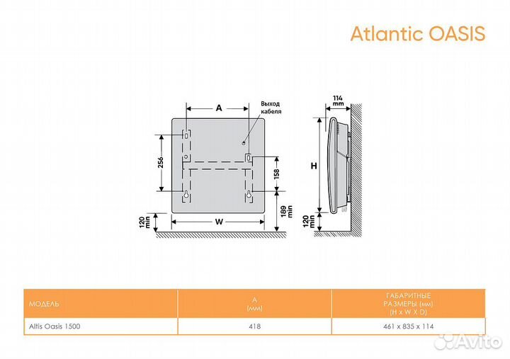 Эл. конвектор Atlantic altis Oasis 1500W 2в1, WiFi