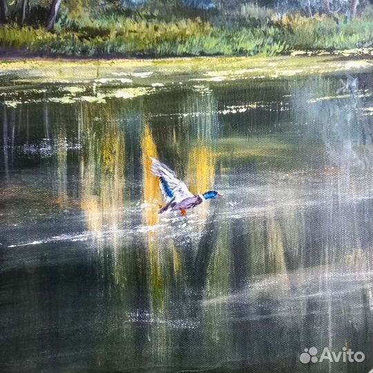 Картина акрилом на холсте 40х50см. Лесной пейзаж