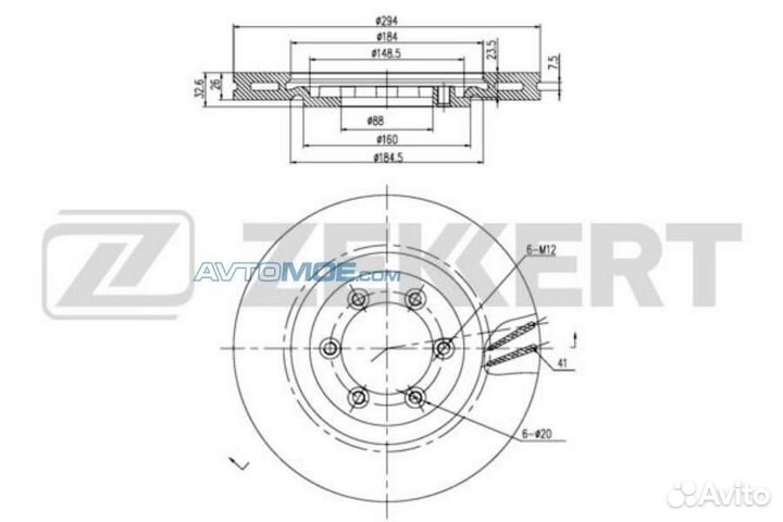 Диск торм. перед. SsangYong Rexton II 02- BS6046 z