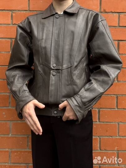 Винтажная кожаная куртка бандитка Италия Бомбер