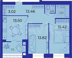 2-к. квартира, 71,5 м², 1/9 эт.