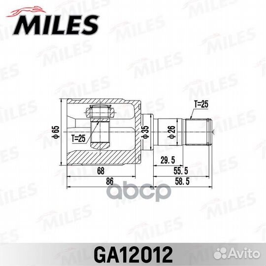 ШРУС honda civic 01-06 внутр.прав. GA12012 Miles