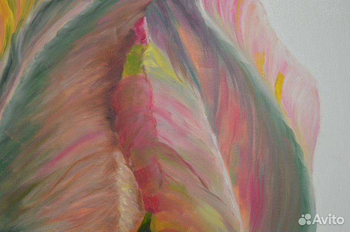 Интерьерная картина маслом большая цветы